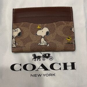 Coach Brown Signature Snoopy & Woodstock Card Holder